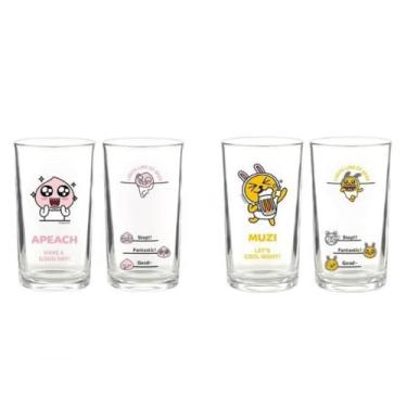 Imagem de HAEMIL7 Conjunto de 2 copos transparentes Kakao Apeach Muzi para bebidas alcoólicas (copo de cerveja soju), conjunto de copos de shot Soju coreano, personagem Soju, melhor presente para festa, Apeach,