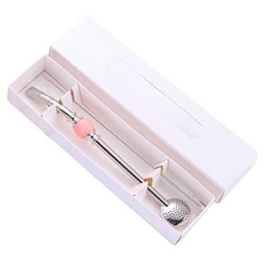 Imagem de Yerba Mate Bombilla Canudo de Aço Inoxidável Folha Solta Colher de Filtro de Canudos de Aço Inoxidável Colher Dringking Colheres Filtro Canudos de Agitação (Rosa)