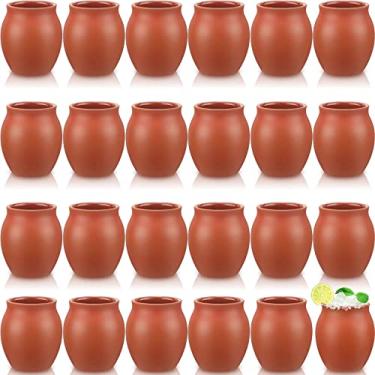 Imagem de Nuogo Conjunto de 24 copos de coquetel Cantaritos de Barro Mexicanos Mini Cantaritos Shooters Cerâmica para Tequila, Margaritas, Mojitos, Mexicanos Jarritos de Barro Mexicanos, Tacos Tuesday Coquetéis