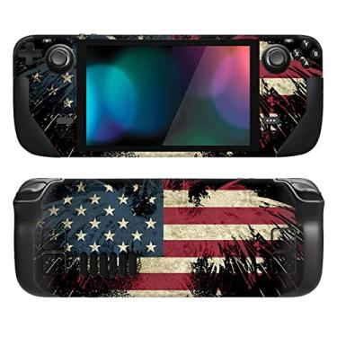 Imagem de PlayVital Conjunto completo de decalque de película protetora para LCD Steam Deck, adesivos personalizados capa de vinil para Steam Deck OLED - Bandeira dos EUA As Estrelas e Listras