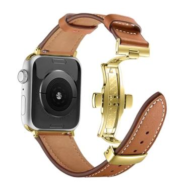 Imagem de FAGWIG Pulseira de reposição para Apple Watch Series SE 9, 8, 7, 6, 5, 4, 3, 2 e 1, ultra de 49 mm, 45 mm, 41 mm, 44 mm, 40 mm, 42 mm, 38 mm, feminina e masculina, couro genuíno para iWatch Sports &