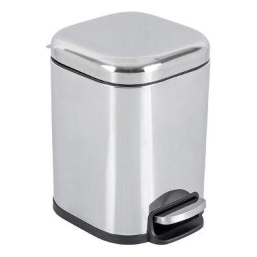 Imagem de Lixeira Para Banheiro Metal Com Pedal 6l Prata - Sensea, Prateado