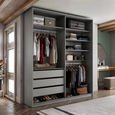 Imagem de Closet Solteiro 100% Mdf Bp 159,5cm 3 Gavetas Monreale - RR Móveis