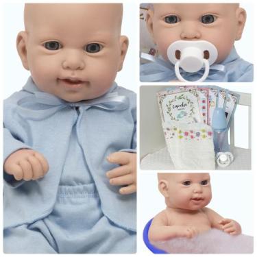 Imagem de Bebe Reborn Masculino Careca Lindo Enxoval Itens  - Cegonha Reborn Dol