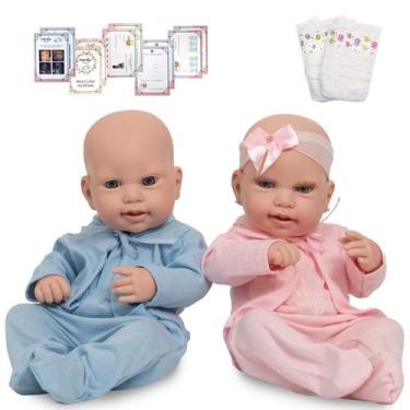 Imagem de Bebê Reborn Gêmeos Casal Príncipe Princesa Pode Dar Banho - Cegonha Re