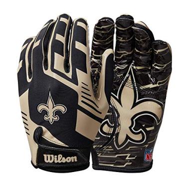Imagem de Luvas de futebol americano Wilson NFL com ajuste elástico - New Orleans-Youth