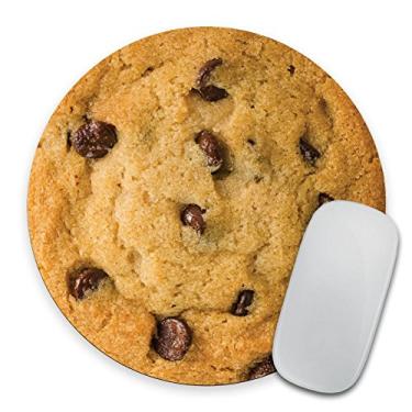 Imagem de pingpi Biscoito gigante com gotas de chocolate - Tapete de rato circular - Mousepad de borracha - Engraçado - Presente de colega de trabalho para professor