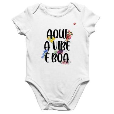 Imagem de Body Bebê Algodão Aqui a vibe é boa - Foca na Moda, Branco, P