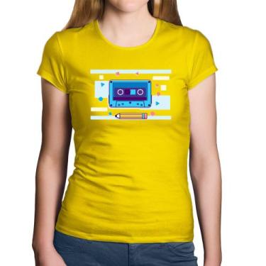 Imagem de Baby Look Algodão Fita Cassete - Foca na Moda, Amarelo, G