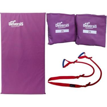 Imagem de Kit treino funcional elástico extensor exercícios tornozeleira de peso