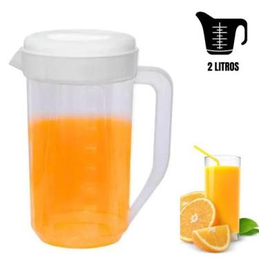 Imagem de Jarra de Suco Água 2 Litros Redonda Bico Direcionador Plástico  Cores 