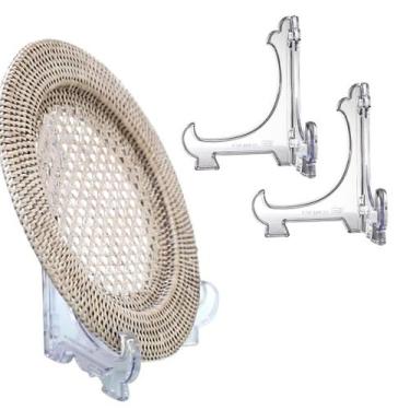 Imagem de Kit  2 Peças Suporte P/ Pratos Acrílico Transparente 15cm