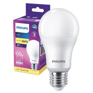 Imagem de Kit 10 Lampada Led Bulbo Philips 16w Branco Quente 3000K E27, 100V - 2