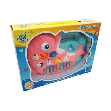 Imagem de Piano infantil teclado golfinho musical na cor rosa. - toy king