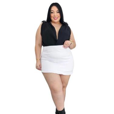 Imagem de Conjunto Plus Size Feminino Social Shorts Saia + Cropped duna gg ao g1