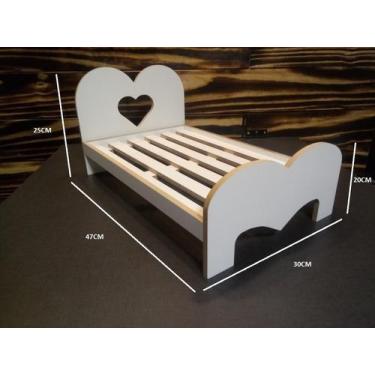 Imagem de Cama Para Boneca Modelo Coração Em Mdf - Marcenaria Brasil, Branco