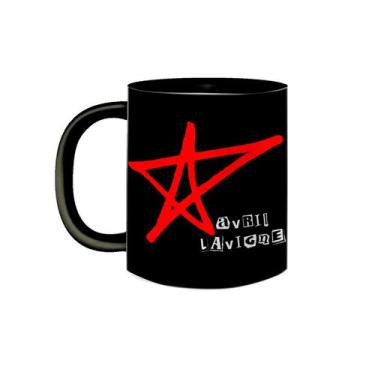 Imagem de Caneca de Porcelana Preta Cantora Avril Lavigne Pop Rock - VilelaGG