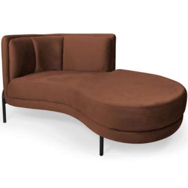 Imagem de Chaise Direito Sala de Estar Penélope Base Preto Veludo Terracota - Ne