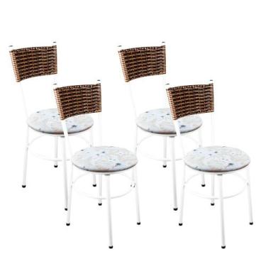 Imagem de 4 Cadeiras Branca Para Cozinha Viena Avelã - Laumar, Floral Areia