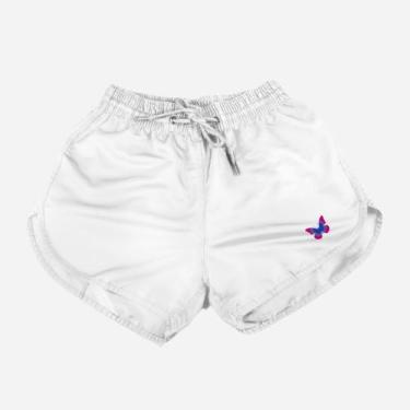 Imagem de Short Feminino Moda Praia Tactel Estampado - RELAXADO, Branco borbolet