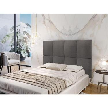 Imagem de Painel Estofado Casal 8Módulos Moderna Mobilia Linho Grafite - MOVEIS 