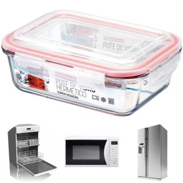 Imagem de Marmita de Vidro Pote Retangular Tampa Hermetica 1040ml Pode Ir na Gel