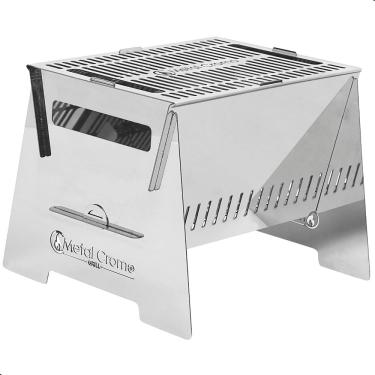 Imagem de Mini Churrasqueira Grill Portatil P/Camping Inox A Carvão FS