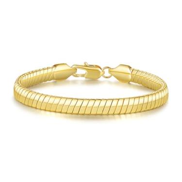 Imagem de AOZELAN Pulseiras de ouro 14K para mulheres, pulseira de corrente de ouro de cobra lisa para homens e mulheres, pulseiras empilháveis joias presentes de 16,5 a 23 centímetros, 7.5 Inches, Ouro 14k,