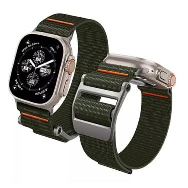 Imagem de Pulseira De Nylon Presilha 123-ny-03 Compativel Com Apple Watch Ultra 1 2 e 3 Iwatch Serie 10 9 8 7 6 5 4 3 2 1 Se 44mm 45mm 46mm 49mm (Verde Militar)