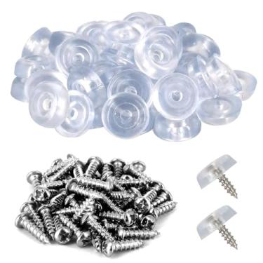 Imagem de Alamic Pés de tábua de corte, pés de borracha de 1,6 cm para tábua de corte, pés antiderrapantes para móveis, amortecedores de borracha com parafusos de aço inoxidável, pés transparentes pequenos