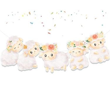 Imagem de Faixa de ovelha – Guirlanda de cordeiro fofa para chá de bebê, aniversário com tema de fazenda, revelação de gênero, decorações de festa de fazenda rústica, decoração de parede de berçário