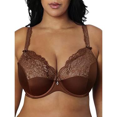 Imagem de Curvy Couture Tulipa feminina sexy renda plus size push up, Chocolate, 42G