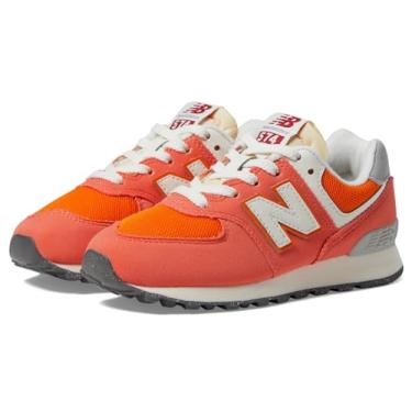 Imagem de New Balance Tênis infantil unissex 574 V1 70s com cadarço, Gulf Red/White, 14