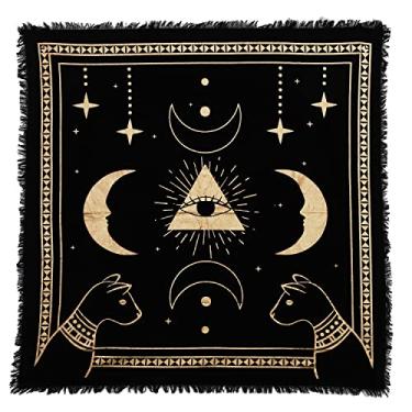 Imagem de INDIAN CONSIGNERS Altar Cloth Prism Moon Eye Cat Celestical Tarot Deck Alter Square Wall Hanging Table Cloth Sacred Place Tapeçaria
