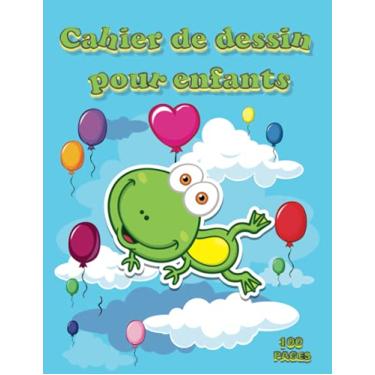 Imagem de Cahier de dessin pour enfants: Carnet de Croquis pour dessin, bullet journal, Ce type de matériau peut être utilisé (Crayon, Stylo Aquarelle, ... de la grenouille et de la couleur bleue