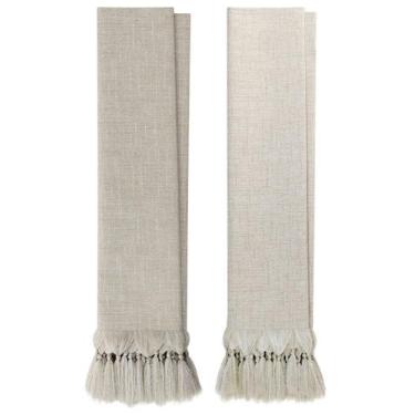 Imagem de Kit 2 Mantas Para Sofá Gigante 3M Bege Jacquard Linho Decoração Sala -