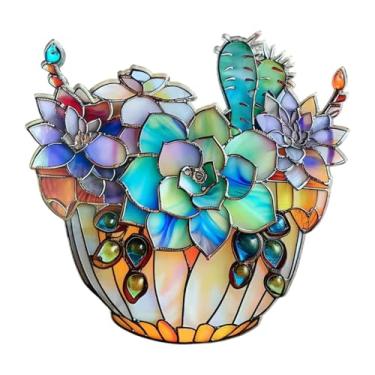 Imagem de Fenteer Plantas em vaso pendurado sinal de plantadeira plana plantora adorno 2d acrílico decoração de bonsai para o escritório prateleira em casa, Style C