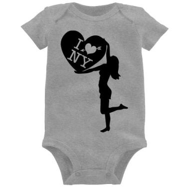 Imagem de Body Bebê I love NY Girl - Foca na Moda, Cinza, M