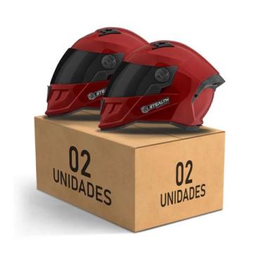 Imagem de Kit 2 Capacetes Fechados Stealth Solid Brilhante Viseira Fumê Feminino