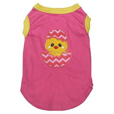 Imagem de Petitebella Camiseta para cachorro filhote de ovo pintinho (rosa choque/amarelo, 2GG)