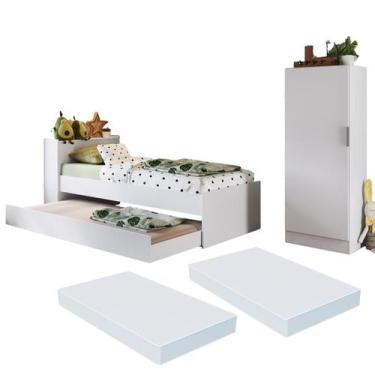 Imagem de Bicama com Colchão Incluso/Baú/Sapateira Multimóveis MP4363, Branco
