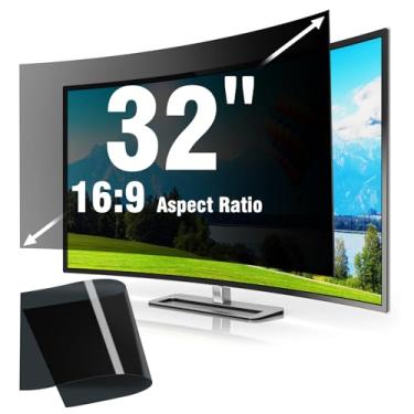 Imagem de Filtro de tela de privacidade para monitor de computador de 32 polegadas - Filtro de luz azul antirreflexo, película protetora de monitor de 81 cm