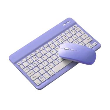 Imagem de CertaMania - Kit Teclado E Mouse Sem Fio Bluetooth Colorido Compativel com Celular Tablet Computador Ipad Streamer Youtuber - Roxo