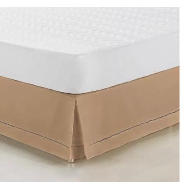 Imagem de Saia Box Queen 100% Algodão Percal 200 Fios Caqui - SONHOS ENXOVAIS