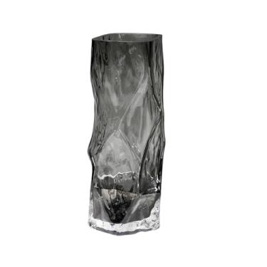 Imagem de Vaso de diamante tridimensional geométrico, sala de estar, mesa de jantar, arte de vidro, vaso transparente ornamento - cinza grande