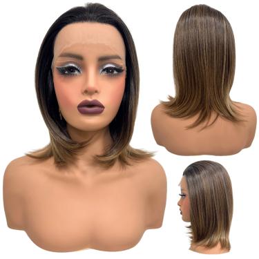 Imagem de Peruca front lace media curta 13x1 loira ombre RT2/8/30