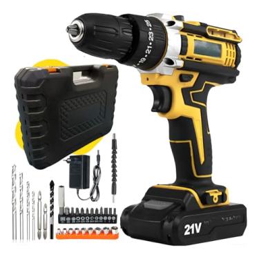 Imagem de Parafusadeira Furadeira De Impacto 21v 2 Baterias Com Maleta Resistente e Kit de Acessórios