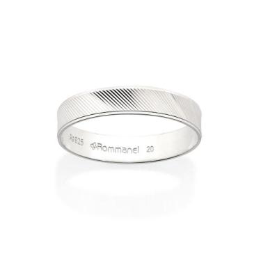 Imagem de Aliança Rommanel Trabalhada Prata 925 810257, Branco, 18