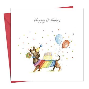 Imagem de Twizler Cartão de aniversário Salsicha Cão - Cartão de feliz aniversário Dachshund para mulheres ou homens - do cão para ela ou ele