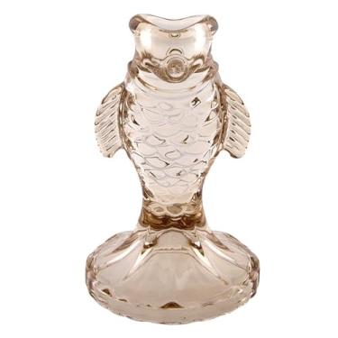 Imagem de 47th & Main Suporte de vela para vela cônica castiçal de vidro em forma de peixe, 7,6 cm de diâmetro x 12,7 cm A, bege